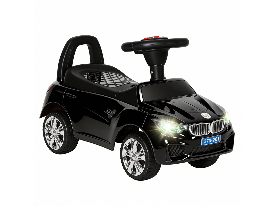 Cochecito De Bebé De 18 A 36 Meses, Con Faros, Música, Claxon, Volante, Compartimento De Almacenamiento, Color Negro.