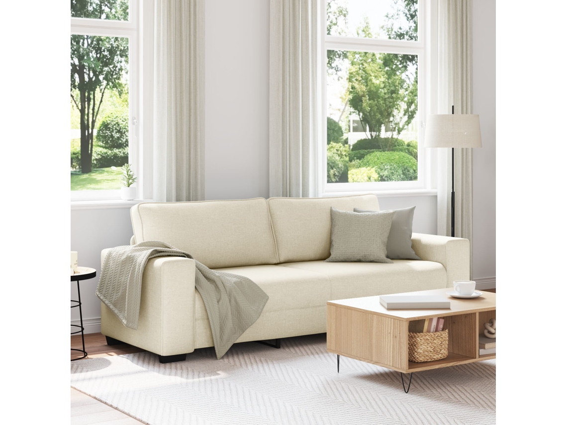 Sofá De 3 Plazas Beige Algodón 221 X 77 X 82 Cm Duradero