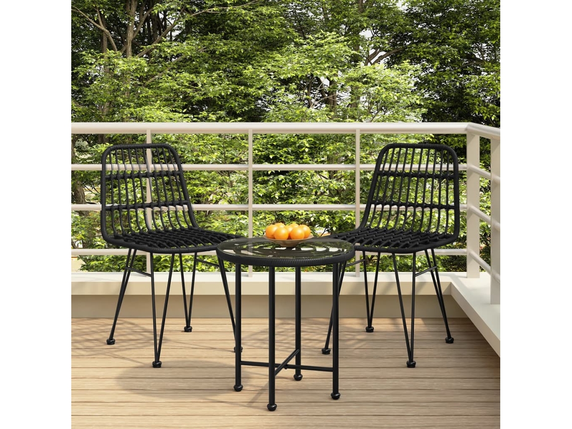 Conjunto de comedor de jardín de 3 piezas DKD Home Decor en mimbre negro PE