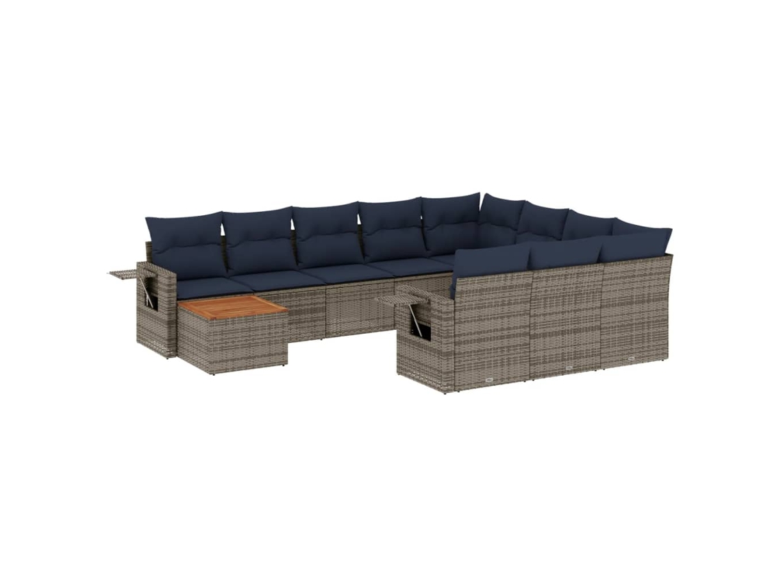Maison Exclusive - Conjunto De Sofá De Jardín De 11 Piezas Con Cojines, Poliratán Gris