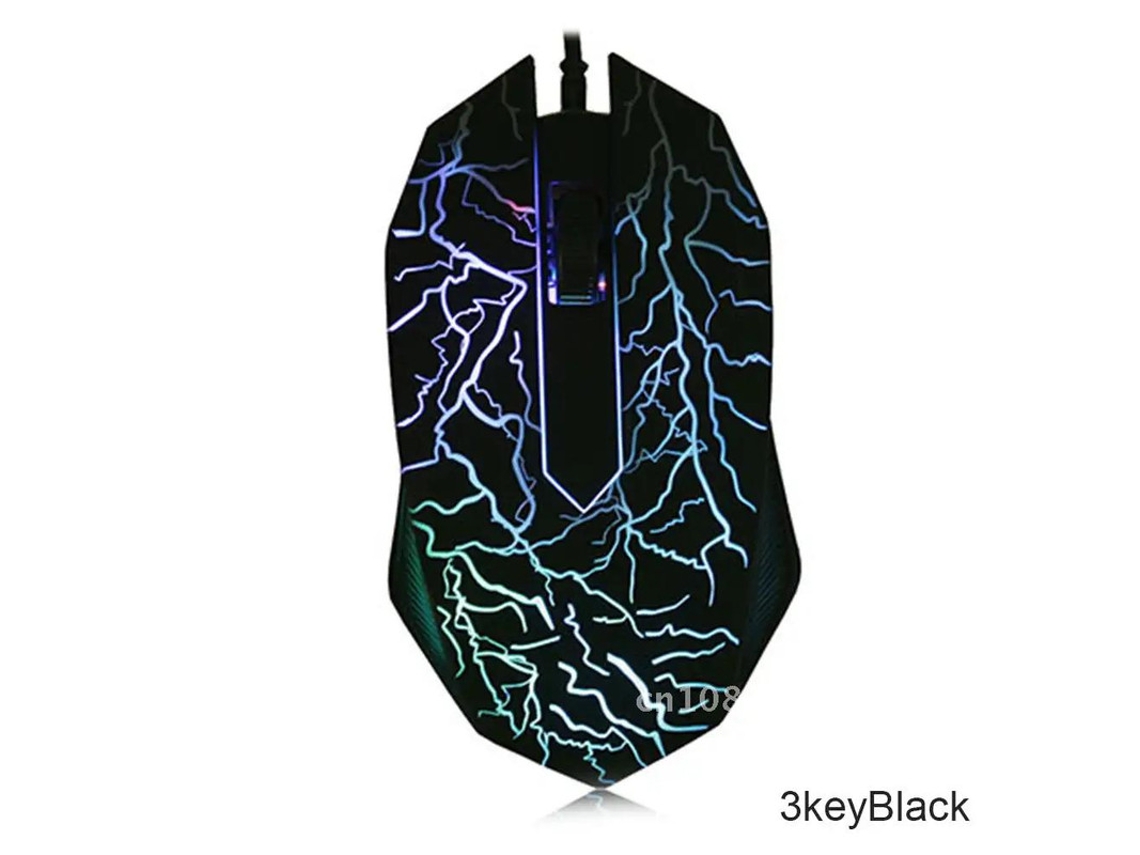 Ratón para juegos Yizhood de 3 teclas, 2400 dpi, LED colorido, profesional, ultra preciso, con cable USB, color negro