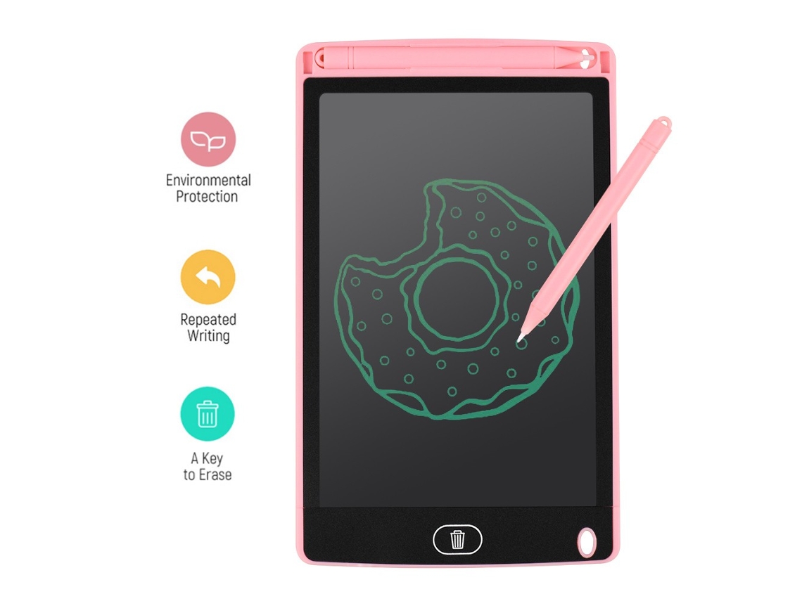 Tablet Portátil De Escrita Lcd De 8 Polegadas Prancheta De Desenho Eletrônico Ultrafino Bloco De Escrita À Mão Reutilizável Com Caneta Stylu Rosa