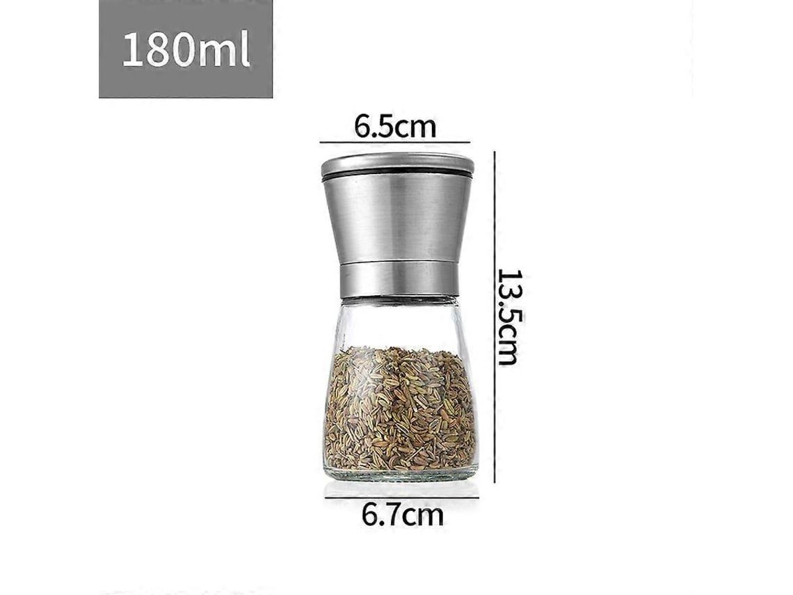 Set De Molinillos De Sal Y Pimienta, Acero Inoxidable, 2 Molinillos Manuales Ajustables De Cerámica Con Cuerpo De Vidrio