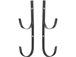 Juego 2 Ganchos Dobles Hierro Negro Equipos Piscina Soporte Resistente Toallas Trajes Almacenamiento