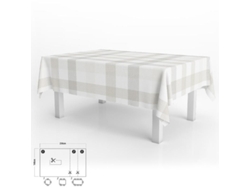 Mantel Hule Rectangular Cuadros Beige Impermeable Antimanchas PVC 140x250 cm  Recortable Uso Interior y Exterior ORYX