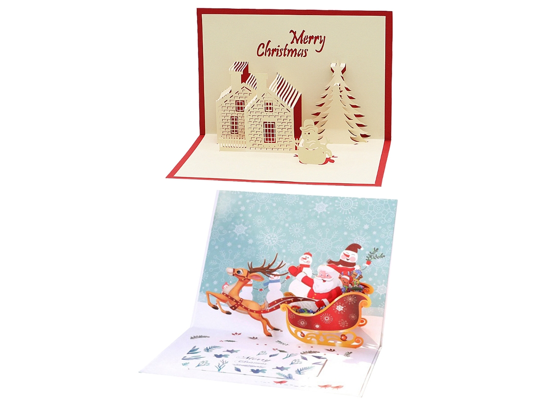Tarjeta de árbol de Navidad 3D con sobres, tarjetas navideñas NEVEANCE