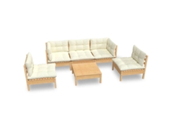 Maison Exclusive - Muebles De Jardín 6 Pzas Y Cojines Madera Maciza De Pino Crema