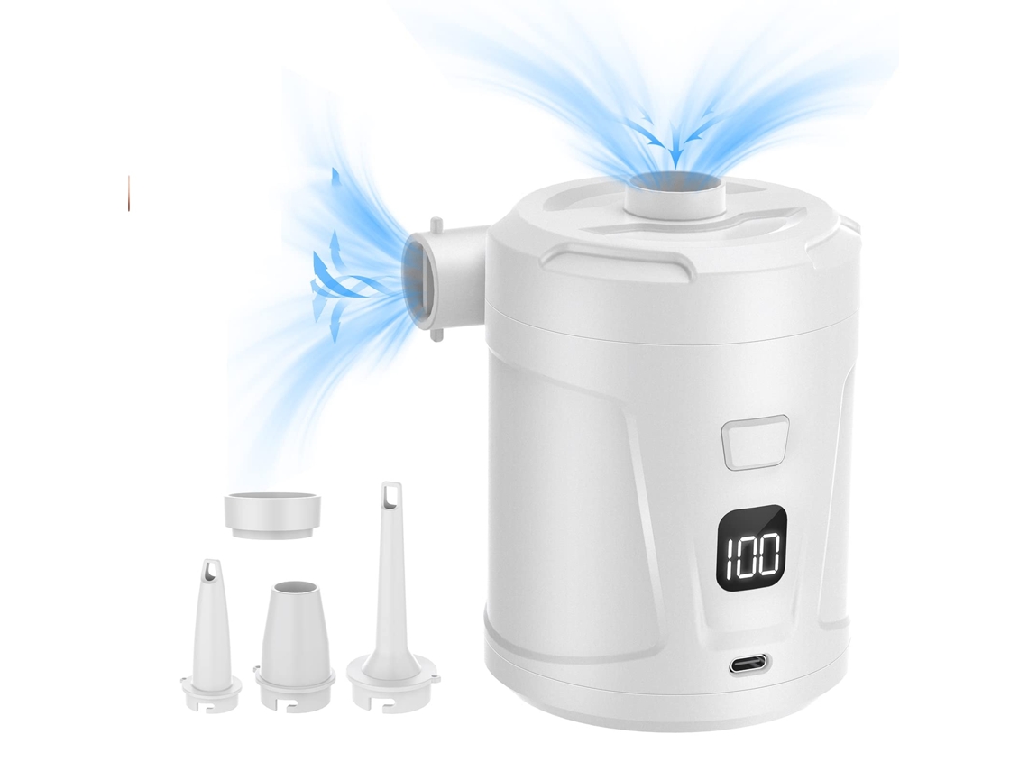 Bomba de aire eléctrica, bomba de aire recargable de 5200 mAh con pantalla de batería LED, mini bomba de aire portátil de inflado rápido y d IKIKSO