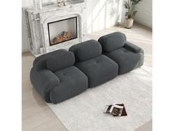 Sofá de 3 plazas en terciopelo de pana de primera calidad, sin marco, modular, montaje incluido, brazos ergonómicos, gris.