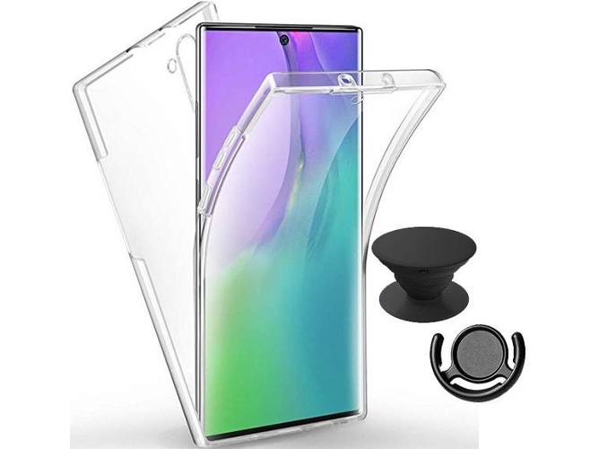Kit Funda, PopSocket y Soporte PopSocketNegro Samsung Galaxy Note 10 360º Transparente