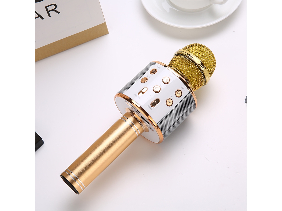 Ws88 Micrófono Portátil de Karaoke VEANXIN Inalámbrico con Altavoz USB para Niños Oro