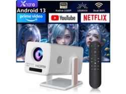 Projetor Portátil Xnano 1080p, Android 13, Wifi 2.4g/5.8g + Bluetooth 5.2, Keystone E Foco Automáticos, Suporte Com Rotação De 180° Hdmi/usb