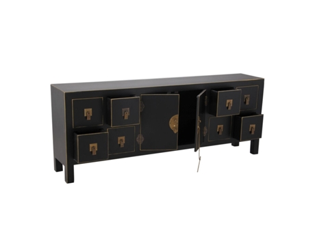 Mueble de TV BIGBUY HOME (Negro - Madera - 130 x 24 x 50.50 cm)