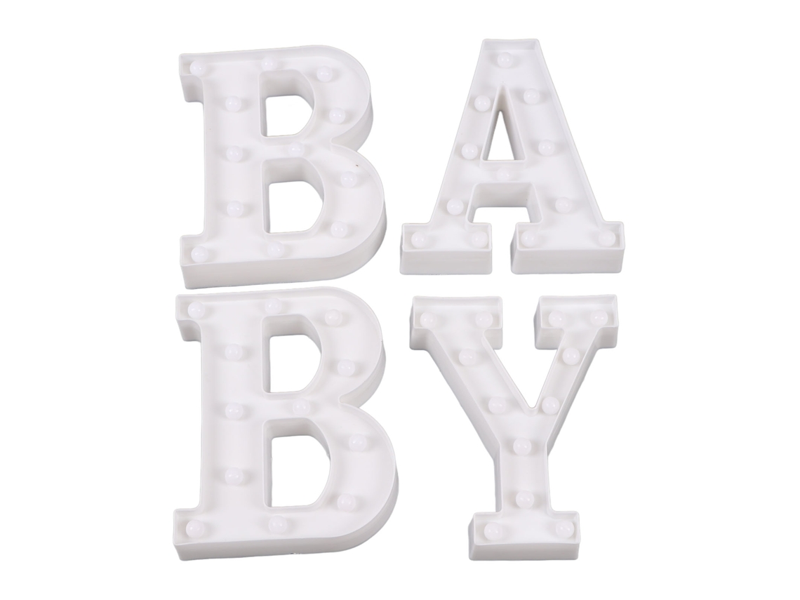 2026-conjunto De Luces Letras Baby Led Blanco Cálido Grande Decoración Para Boda Fiesta Operado Por Baterías