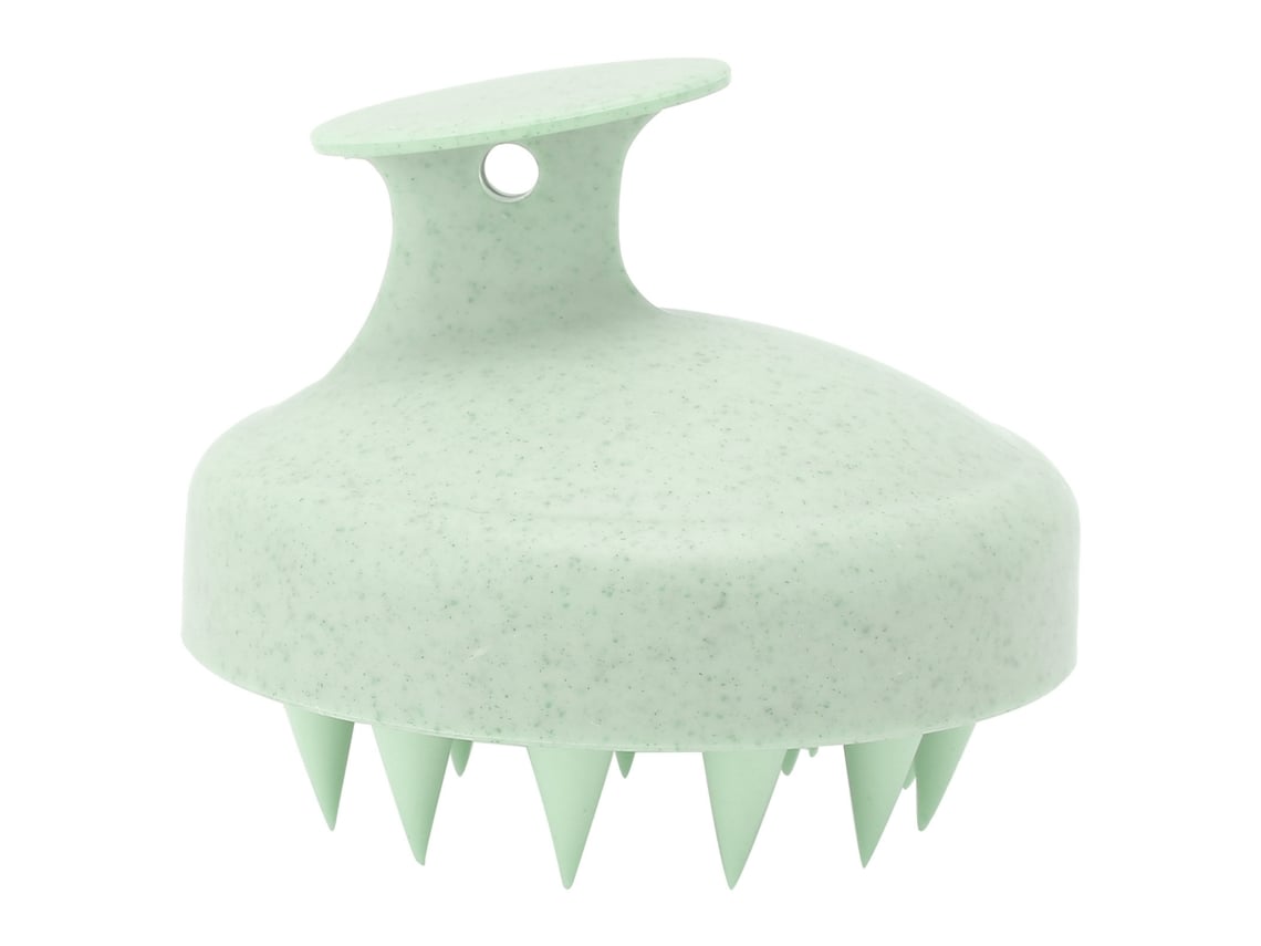 Cepillo de masaje portátil de silicona para cabello y cuero cabelludo, exfoliante verde