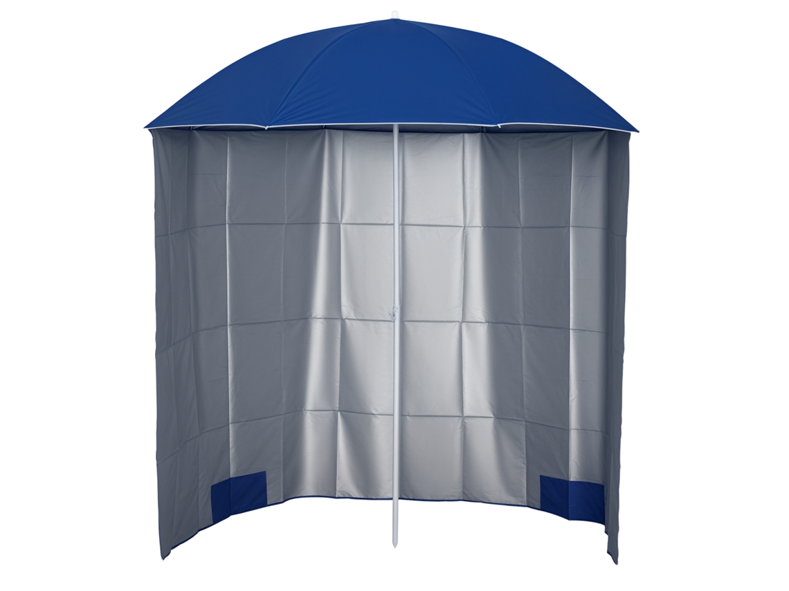 Sombrilla de patio Ø220x220 cm, panel lateral, 8 varillas, bolsa de transporte, color azul.
