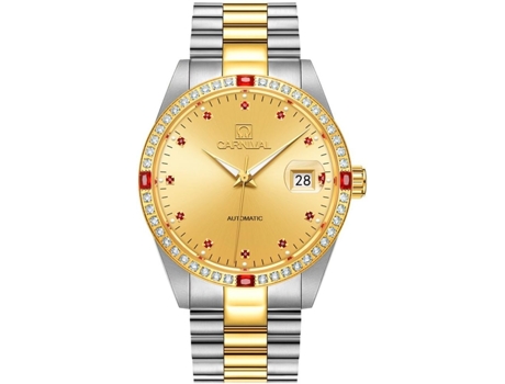 VEANXIN Reloj mecánico luminoso automático analógico para hombre-Plata más oro