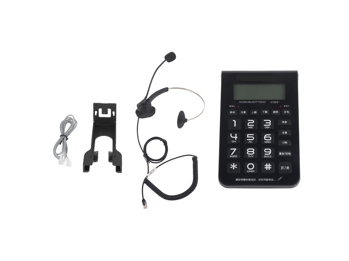 Telefone Fixo Com Fone De Ouvido Id De Chamada 16 Dígitos Gravação De Áudio Hd Para Atendimento Ao Cliente