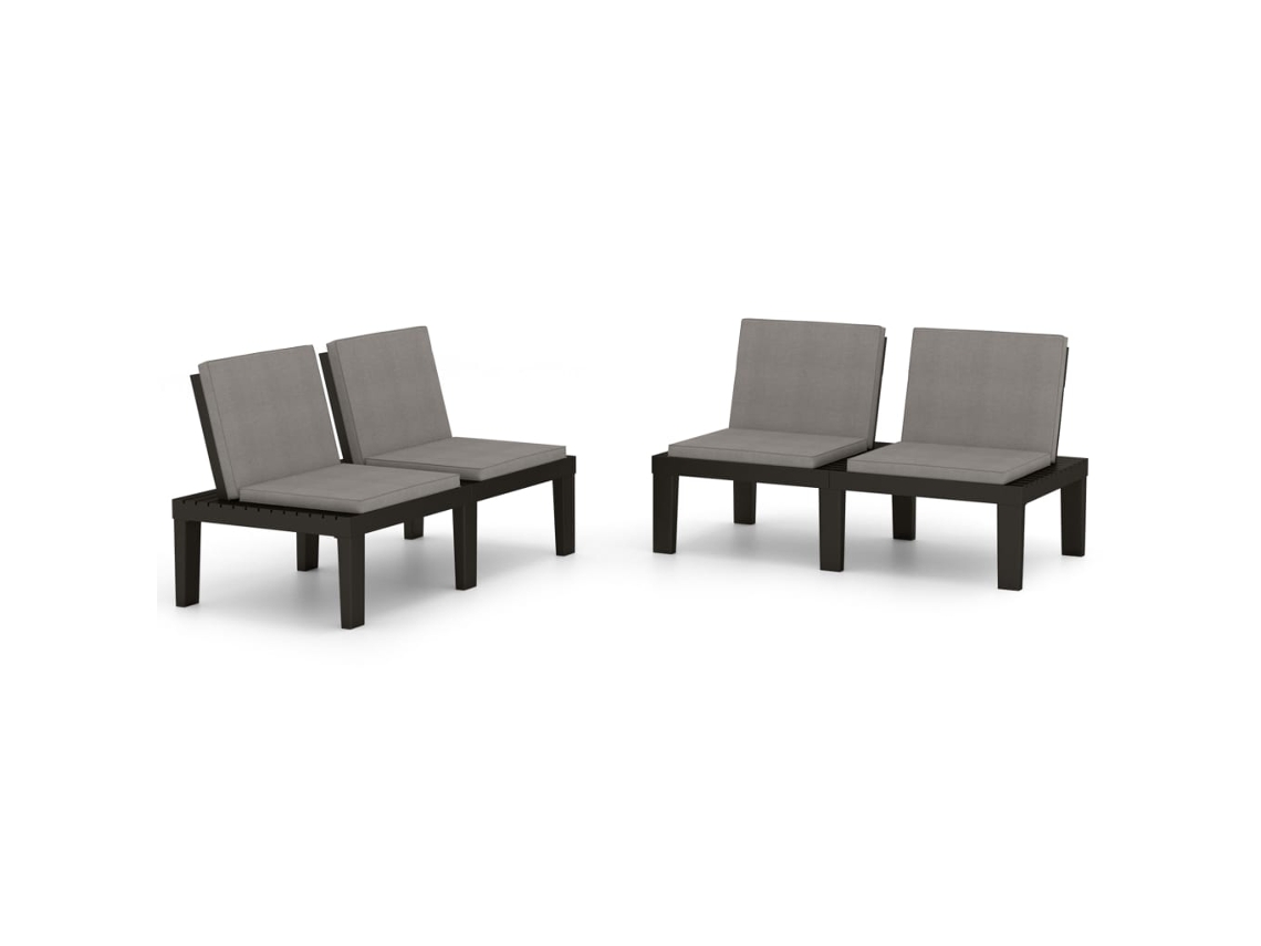 Maison Exclusive - Bancos De Jardín Con Cojines 2 Unidades Plástico Gris