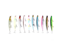 Set De 10 Señuelos En Forma De Pez Minnow Heng Jia 18.7g/13.5cm Con Ganchos