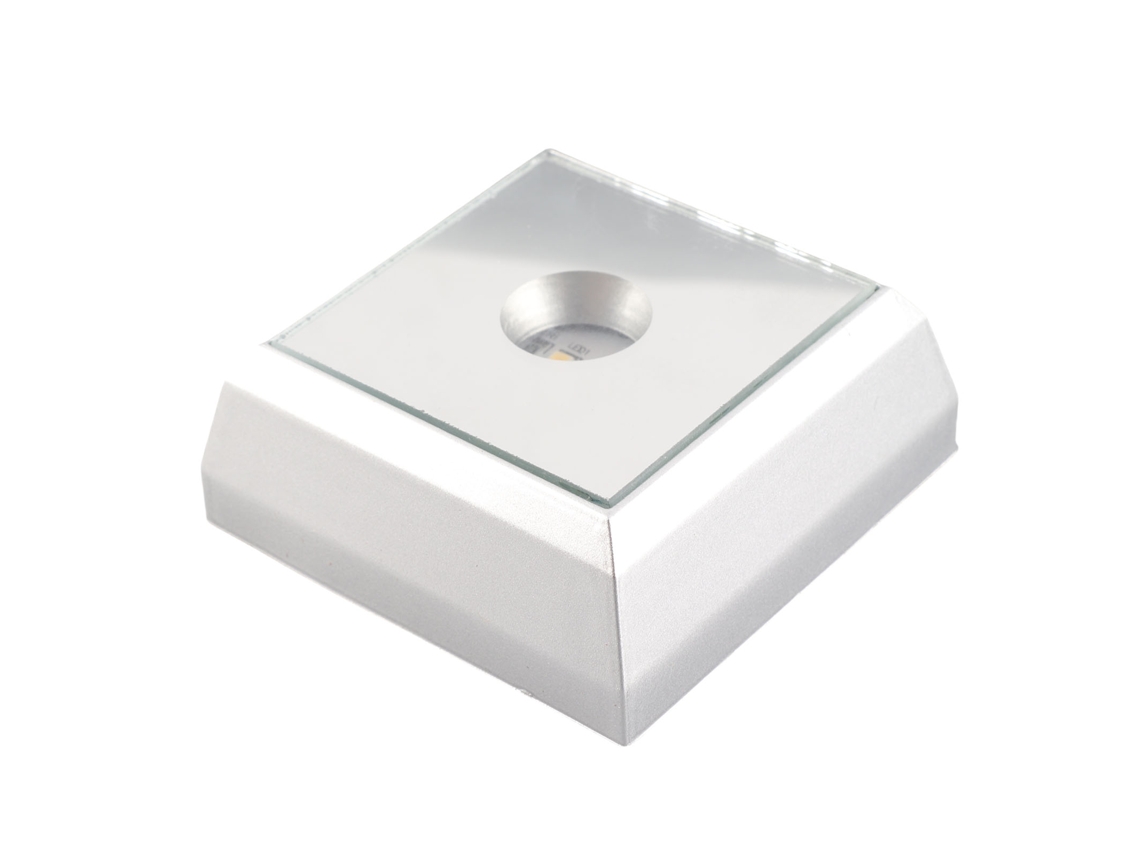 Rebe-base De Lámpara Led Cuadrada Para Display De Estatuas De Cristal Acrílico Y Artículos Decorativos Plata