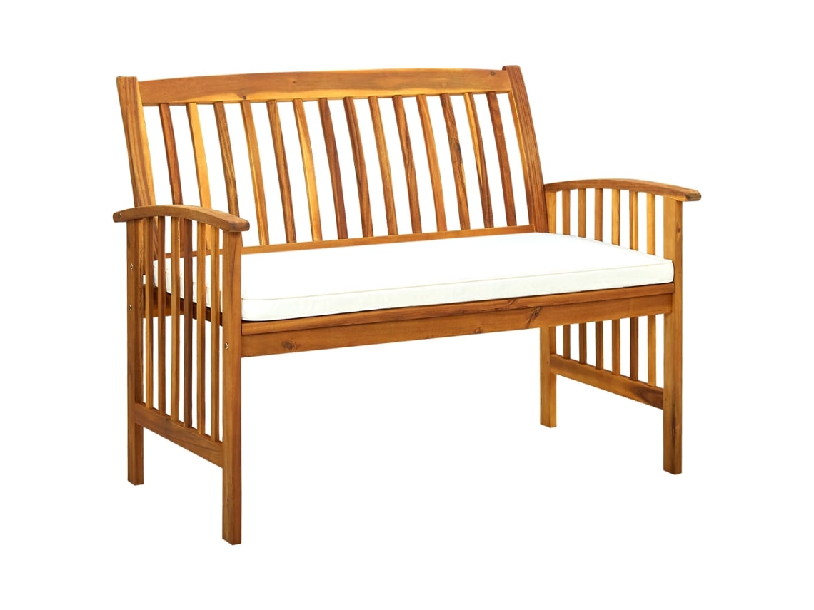 Lovely Home Banco de Jardín con Cojín 119 Cm Madera de Acacia Maciza