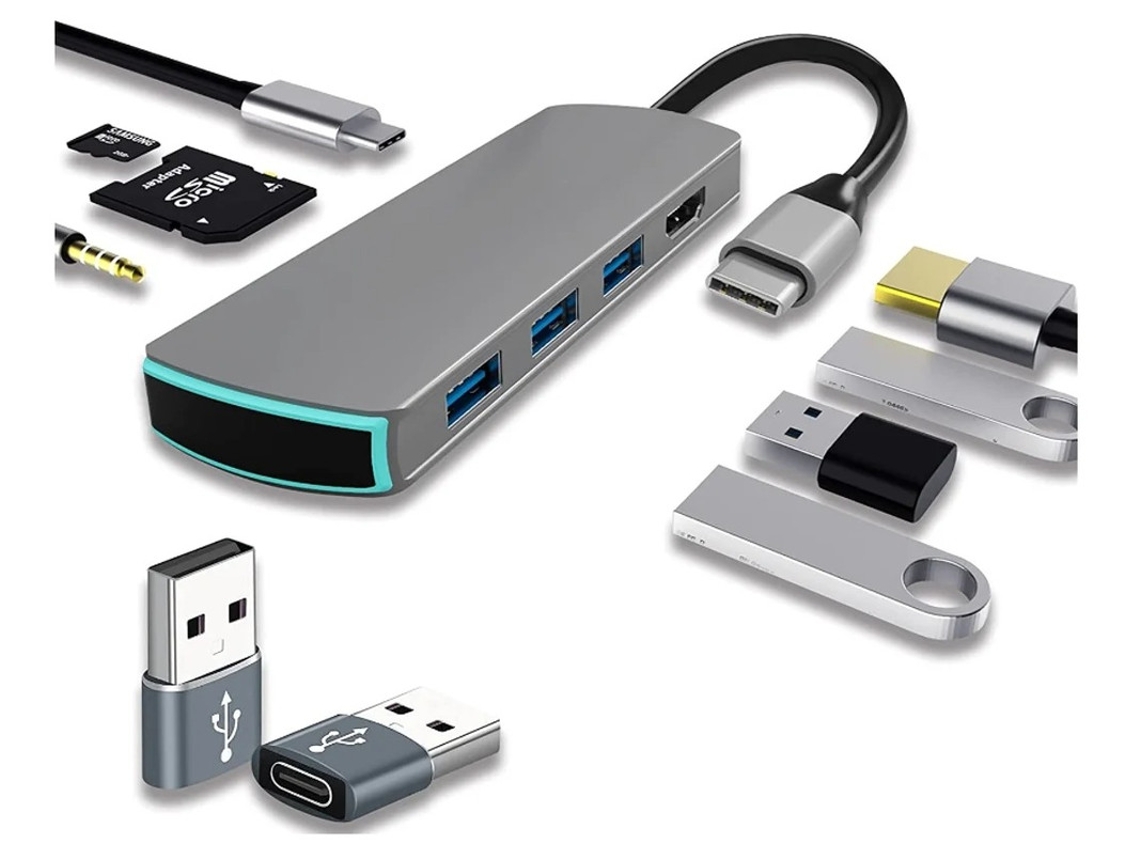 Adaptador USB C Hub-Dongle USB C a HDMI multipuerto gris YIZHOOD