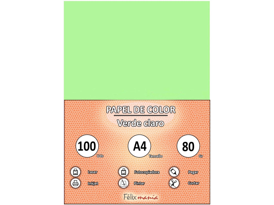 80Gr A4 Paper Light Green 100 Hojas