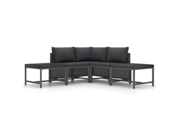 Conjunto de sofá de jardín de 5 piezas con cojines de ratán gris Lovely Home