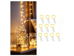 Juego De 10 Guirnaldas De Luces A Pilas — 1 M, 10 Led De Luz Blanca Cálida — Decoración Ideal Para Navidad, Bodas Y Fiestas — Alto Brillo