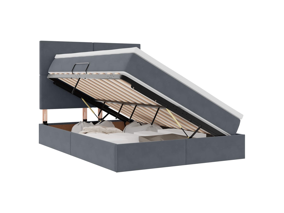 Syfax™ Cama Con Almacenamiento Y Colchón Gris Oscuro 140 X 200 Cm