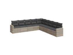 Maison Exclusive - Set Muebles Jardín 9 Pzas Y Cojines Ratán Sintético Gris Claro