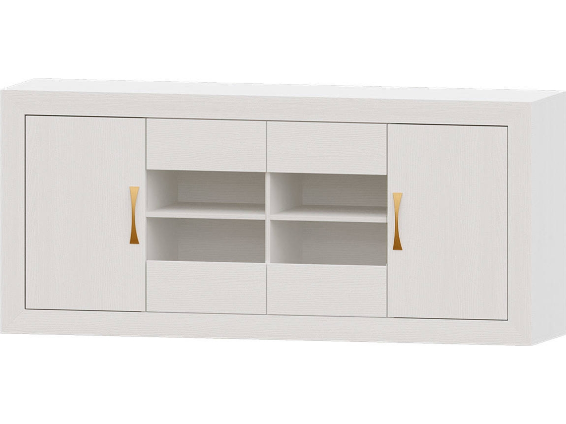 Aparador MUEBLAM Niza (Blanco y Dorado - Melamina - 160x80x42 cm)