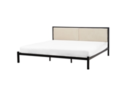 Cama con somier BELIANI Clamart de Acero Negro 187x210x85