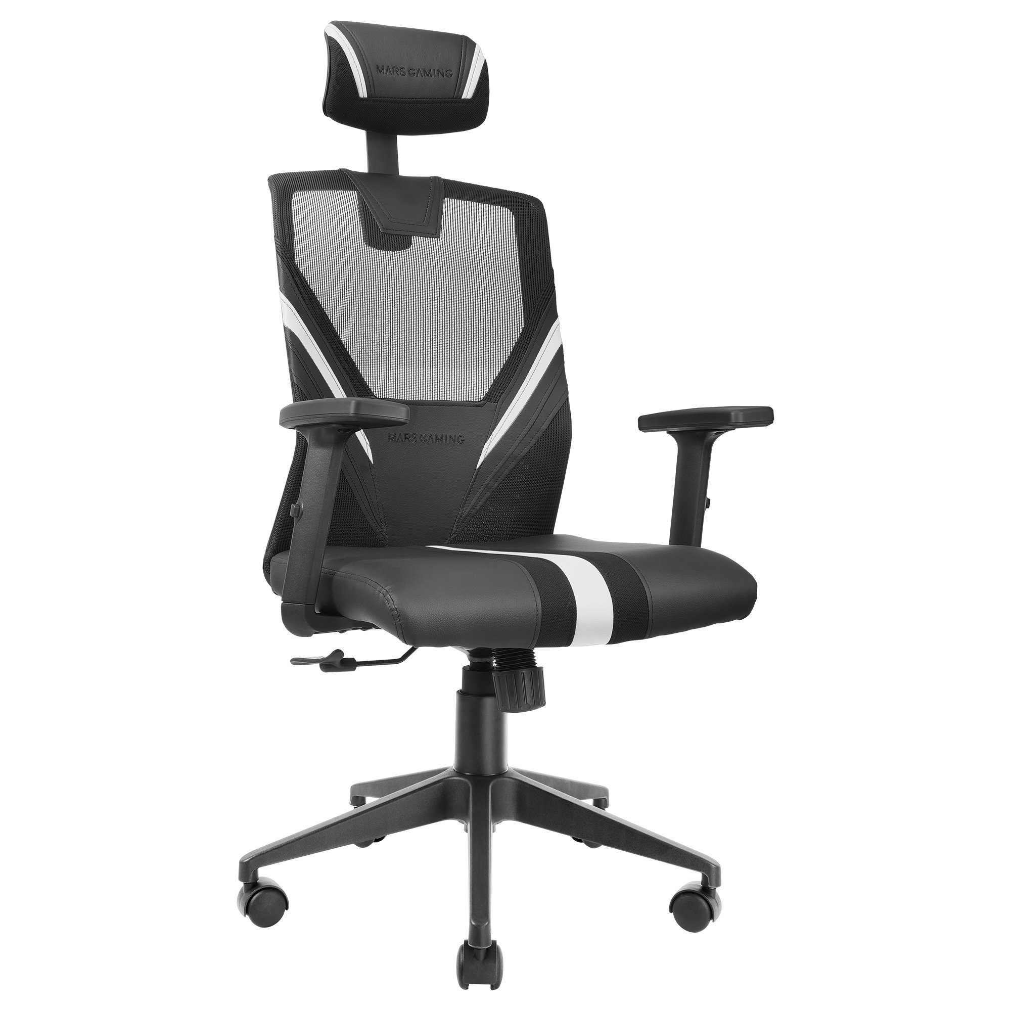 Mars Gaming Blanco silla malla transpirable soporte ajustable cervical lumbar reposabrazos mgcergowh 150 kg