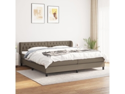 Cama Box Spring Con Colchón Tela Gris Taupe 200x200 Cm