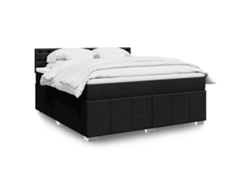 Cama Box Spring Con Colchón Tela Negro 180x200 Cm