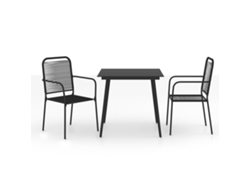 Maison Exclusive - Juego de comedor de jardín de 3 piezas con cuerda de algodón y acero negro