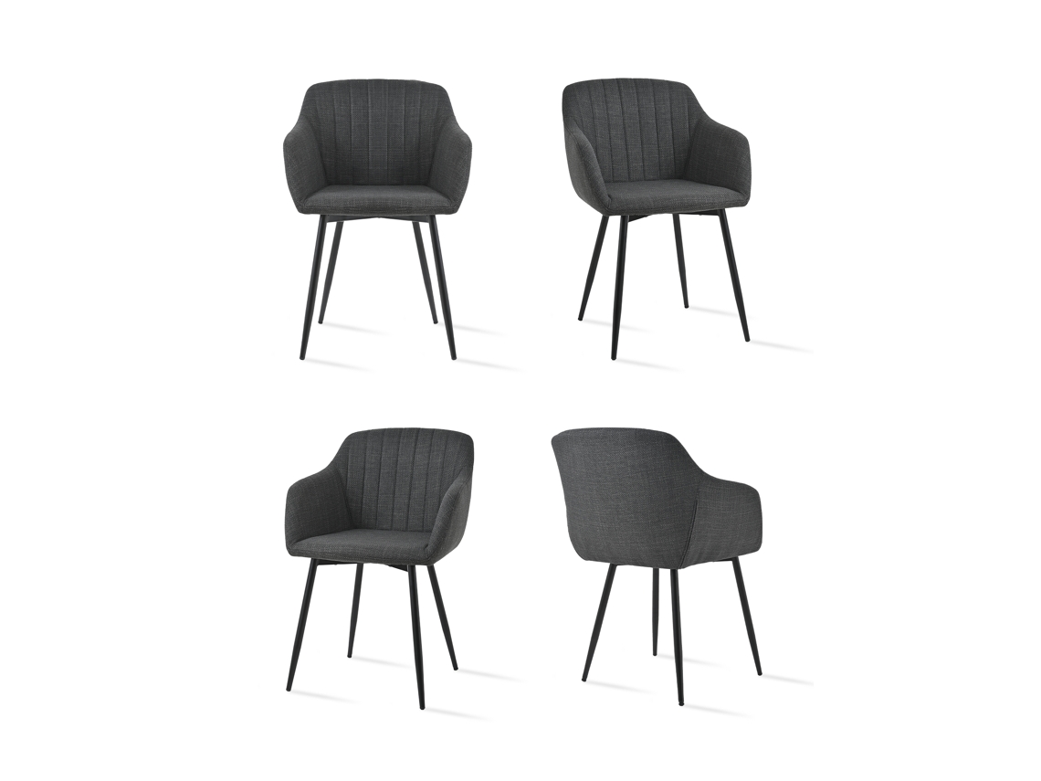 Sillas De Comedor Goeurvant 711(pack De 4, Gris Tinta, Tela)