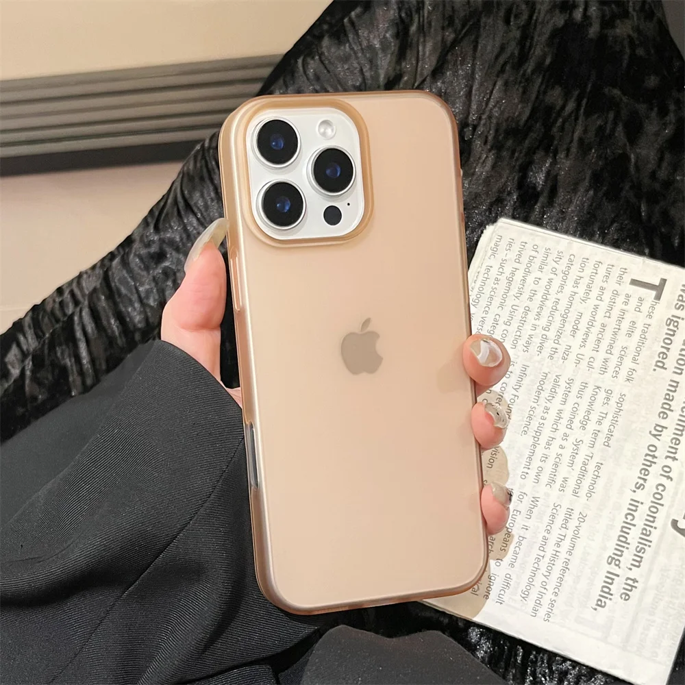 (iphone 11 Pro Max, Dorado) Funda Transparente Mate Para Iphone Con Marco De Silicona A Prueba De Golpes.
