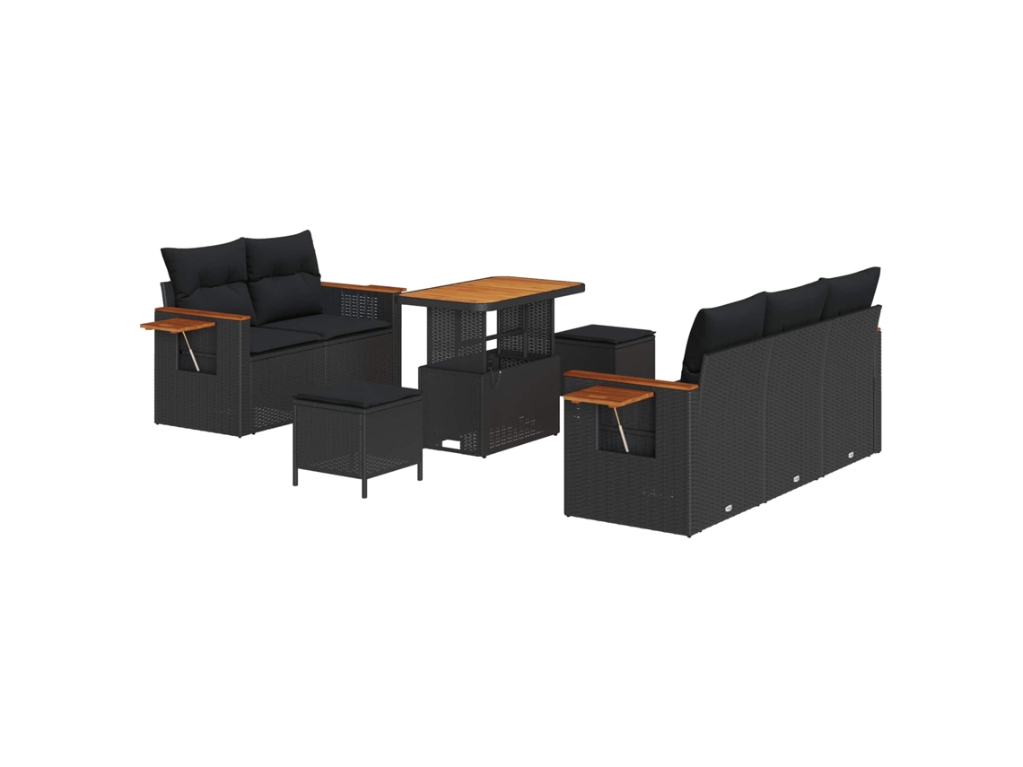 Maison Exclusive - Conjunto De Sofás De Jardín 10 Pcs Negro Ratán Sintético