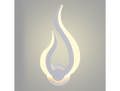 Apliques de Parede Interna Lámpara de Parede Led Luz Branca Quente 3000K Altura 31cm Forma de Chama Acrílico Montado na Parede para Sala de Est