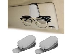 Clip Magnético De Cuero Gris Para Sujetar Gafas De Sol A La Ventanilla Del Coche.