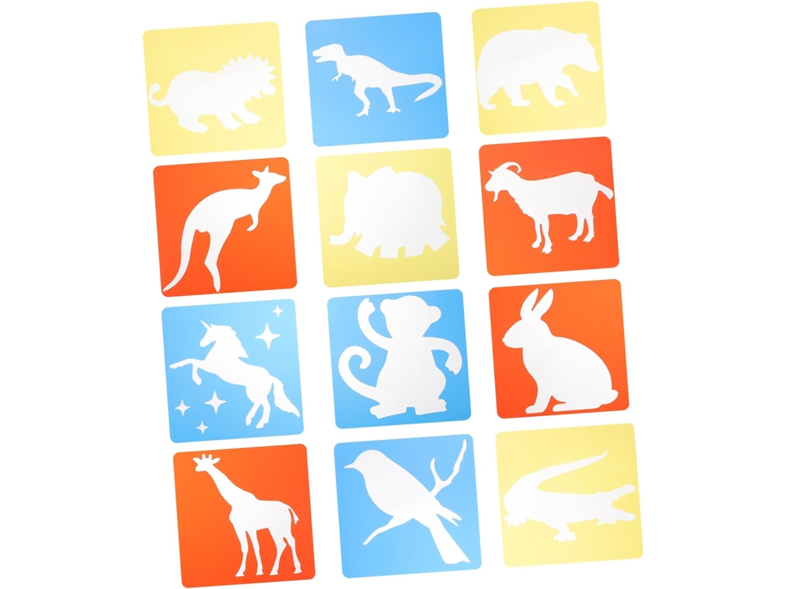 Juego De 12 Plantillas De Animales De Colores, De Plástico, Plantillas De Dibujo Para Niños