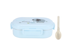 Fiambrera Infantil Bento De Acero Inoxidable 304 Impermeable Con Compartimentos, Color Azul, 650 Ml.
