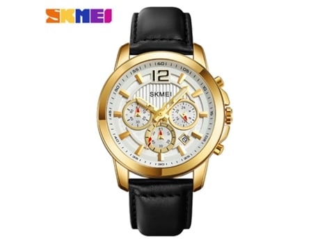 Relojes para Hombre Relojes multifunción Resistentes al Agua para Hombres Reloj de Pulsera de Cuarzo-Superficie Plateada con Concha Dorada LUUCOZK