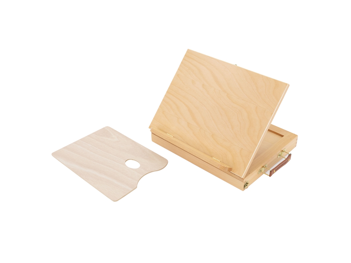 Caballete de mesa con cajón y paleta mezcladora Nature de madera