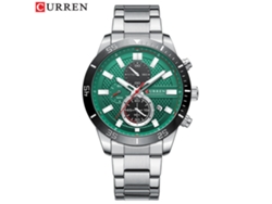Reloj De Pulsera Informal Para Hombre (verde Plateado) Resistente Al Agua, Con Seis Manecillas, Correa De Acero Inoxidable Y Diseño Multifuncional.