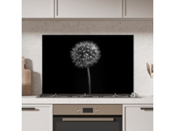 Panel Antisalpicaduras Cocina Diente De León - Negro - Floral - Botánico 90x60 Cm