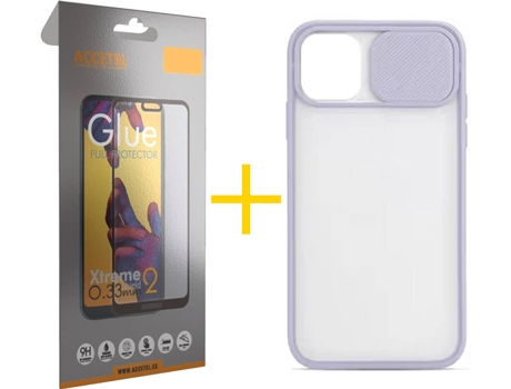 Carcasa + Protector de Pantalla para iPhone 11 Pro Max ACCETEL Morado Lila